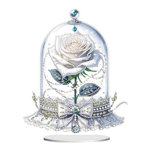 AISEN 5D DIY Diamond Painting Blumen Blumenstrauß Ornament, Diamant Malerei Tischdeko Vase, Diamant Painting Tisch Deko, Malen nach Zahlen Geschenk (Rose 08) von AISEN