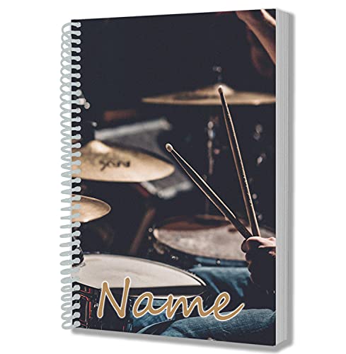 Personalisiertes Schlagzeug Set A5 Notizblock Notizbuch Zeichnen Schreiben Notizen von AK Giftshop