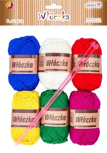 Acrylgarn zum Häkeln - 2x6 Farben Set Strickgarn - Acrylwolle ideal für kreative Aktivitäten - Mützen, Handschuhe oder Decken machen von ALIGA
