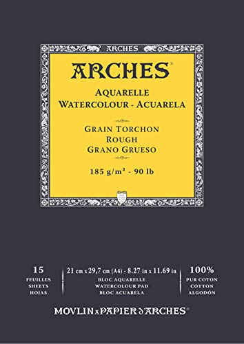 Bloc Enc 21 x 29,7 15H Arches Aquarelle 100 % dick, 185 g, weiß von ARCHES