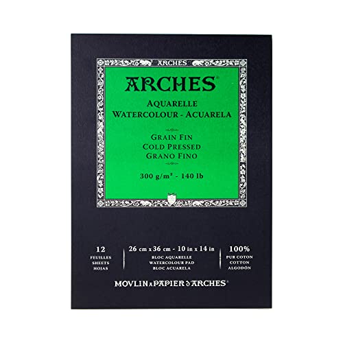 Canson Arches Cold Press Aquarellblock, 25,4 x 35,6 cm, 12 Blatt, Papier, natürliches weiß, 10 by14-Inch von ARCHES