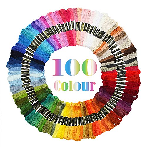 Adkwse Stickgarn, 8 Meter, 6-Fädig, Embroidery Floss Weicher Baumwolle Perfekt für Freundschaftsbänder, Stickerei, Kreuzstich (100 Farben) von Adkwse