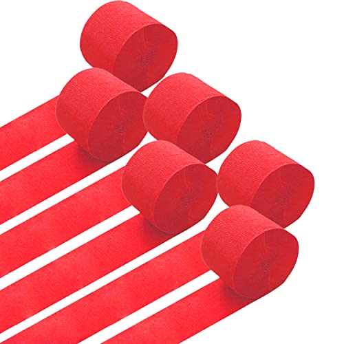 Ainmto 6 Rollen Rot Krepppapier, Kreppbänder, Krepppapier Luftschlangen Dekoration(4.5 cm x 25 m) von Ainmto