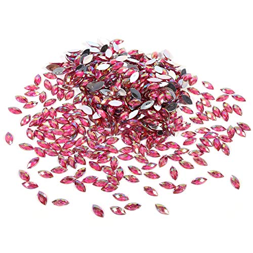 Annadue 7 x 15mm Kristallklares Glas Strasssteine ​​Augenförmige Diamantperlen für Halskette Hochzeitskleid Dekorationen(Rose red) von Annadue