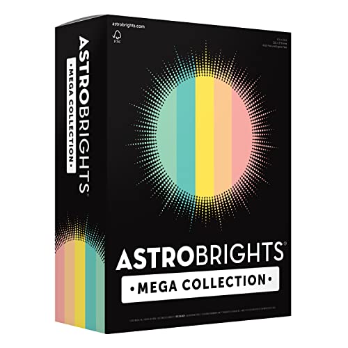 Astrobrights Mega Collection 91780 Farbiger Karton, Punchy Pastel 5-Farben-Sortiment, 320 Blatt, 176 g/m², 21,6 x 27,9 cm von Astrobrights