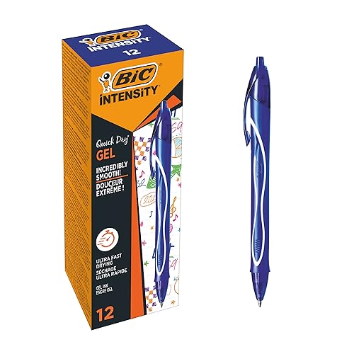 BIC Gel-ocity Quick Dry Tintenroller, Gelstifte in Blau, Strichstärke Medium, Nachfüllbar, 12er Pack von BIC Deutschland