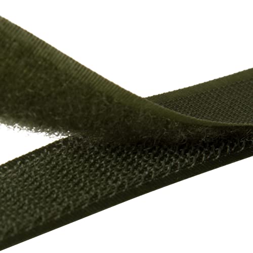 Klettband | 20 mm breites Band | Haken und Flauschband - Hook und Loop | zum Annähen | Farbe: Oliv von BIG-SAM