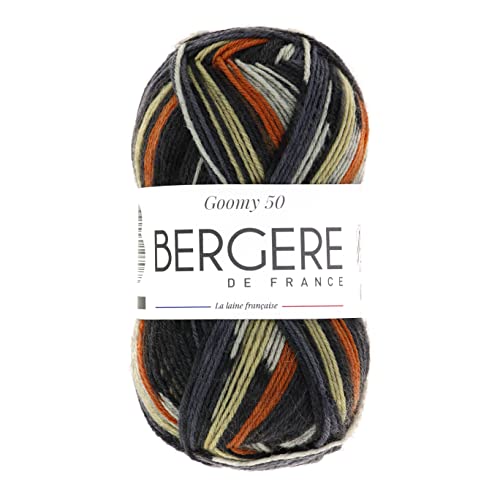 Bergère de France - GOOMY 50, Wolle zum stricken und häkeln (50g) aus 75% Schurwolle - 2,5 mm - Bedrucktes Garn, ideal für Socken - Bunt (IMPRIM ACIER) von Bergere de France