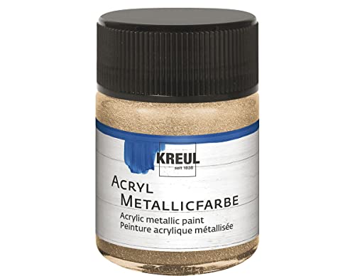 KREUL 77584 - Acryl Metallicfarbe, 50 ml Glas in champagner, glamouröse Acrylfarbe mit Metalliceffekt auf Wasserbasis, cremig deckend, schnelltrocknend und wasserfest von Kreul