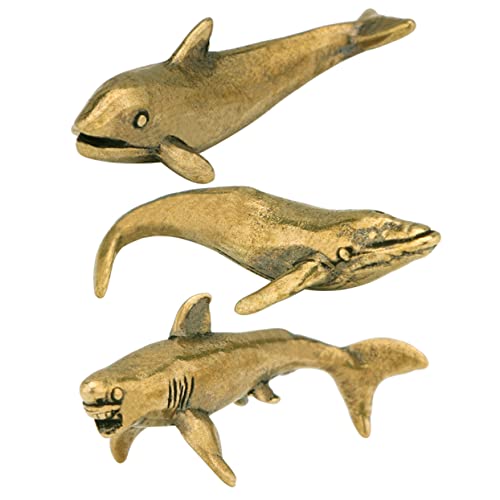 Cabilock 12 STK Hai-Ornament aus Messing Delfin-Dekor im Büro Delphin-Figur Geschenke für freundinen Messing-Tierskulptur Wohnkultur Vintage-Dekor Wal-Schmuck neuartiges Hai-Dekor Haushalt von Cabilock