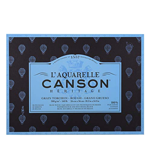 CANSON Héritage – Block Aquarellpapier – Körnung Geschirrtuch – 26 x 36 cm – 300 g/m² von Canson