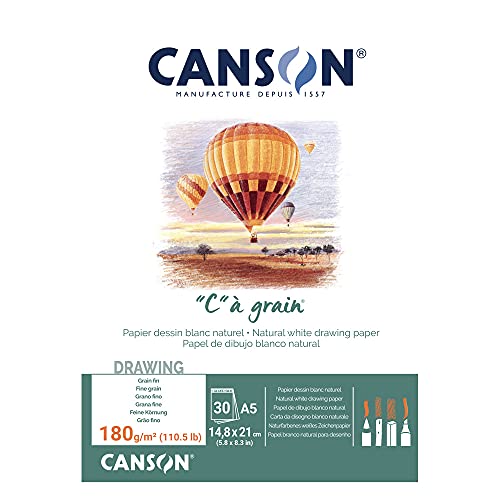 Canson 400060609 C a grain Zeichenpapier, A5, naturweiß von Canson