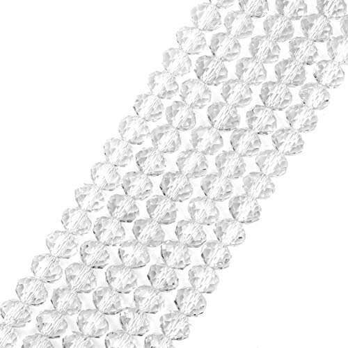 Cheriswelry 10 Stränge, facettierte Glasperlen, 4 x 3 mm, klare Kristall-Rondellen-Abstandshalter, lose Perlen für Schmuckherstellung, Loch: 0,4 mm, 48,9 cm von Cheriswelry