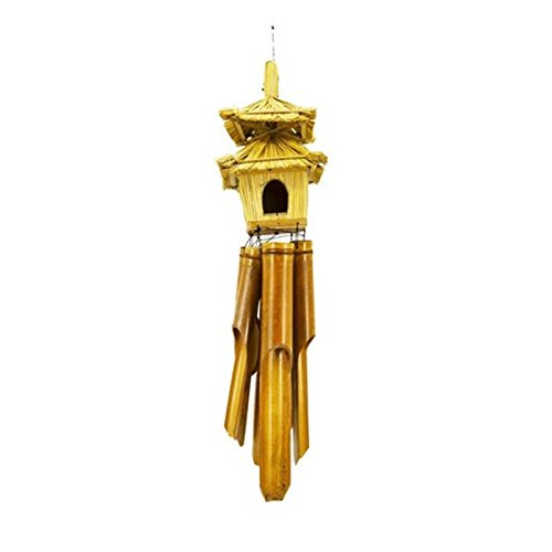 Großes Ca. 100cm Windspiel Holz Feng Shui Klangspiel Geschnitzt mit doppelten Vogelhaus Guter Klang von Ciffre