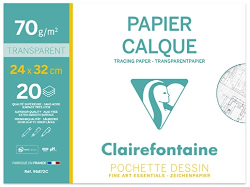 Clairefontaine 93950C Transparentpapier, 50 Blatt, 50 x 65 cm, 90/95 g, transparent 70/75 g von Clairefontaine