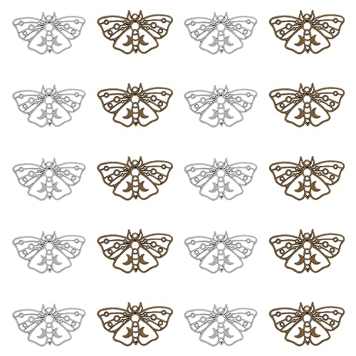 DICOSMETIC 80 Stück 2 Farben Tibetische Hohle Motte Charms Vintage Insekten Anhänger Schmetterling Inspirierte Legierungs Charms Natur Themen Charms Für DIY Schmuckherstellung. Bohrung: 1.6mm von DICOSMETIC