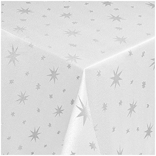 Lurex Tischdecke Sterne Farbe und Größe wählbar - Eckig 110x140 cm Silber - dezent glitzernd Tischdecke Weihnachten von Decohometextil