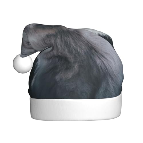 ESASAM Graue Highland-Kuh-bedruckte Weihnachtsmütze für Erwachsene, hochwertiger Plüschstoff, voller lebendiger gedruckter Designs. von ESASAM