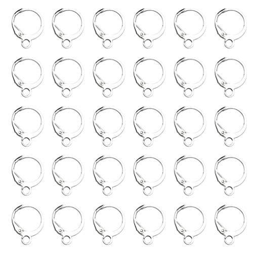 EXCEART Ohrring-Haken Hebel Zurück Hoop Ohrring Rund Klappbrisur Ohrring-Verschlüsse Ohrringe Klappbügel mit Öse für DIY Schmuckherstellung Kunst Handwerk 100 Stück (Silber) von EXCEART