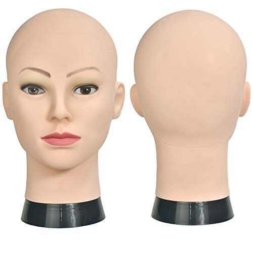 ErSiMan weibliches Mannequin für Kosmetikerausbildung, Kopf ohne Haare, Mannequin-Kopf für Perücken-Herstellung, Hut-/Brillen-Präsentation, Friseur-Übungskopf, Puppenkopf mit Klemme von ErSiMan-AW