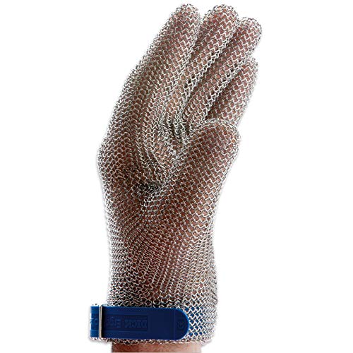 F. DICK Schnittschutzhandschuh, Stechschutzhandschuh, Gr. 2 / M I Handschuh aus rostfreiem Stahl, Stahlringe, Für Rechts-Linkshänder, magnetisch I ErgoProtect 91655020, Chromstahl von F. DICK