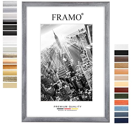 FRAMO Holz Bilderrahmen 50 x 100 cm nach Maß - Grau gewischt | Farbe/Größe wählbar | inkl. entspiegeltes Acrylglas | Rahmen für Puzzle | Foto | Poster von FRAMO