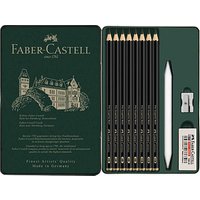 FABER-CASTELL Pitt Graphite Matt Graphitstifte HB, 2B, 4B, 6B, 8B, 10B, 12B, 14B schwarz mit Radierer, 1 Set von Faber-Castell