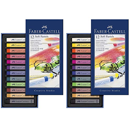 Faber-Castell 128312 Creative Studio Softpastellkreide, 12 Farben Sortiert im Kartonetui (Kreide | Doppelpack, 12 Farben) von Faber-Castell
