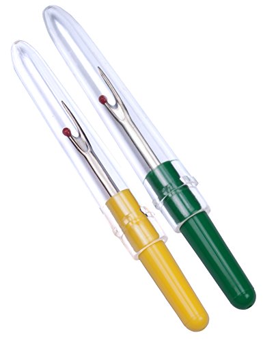 Faden & Nadel Nahttrenner Set: 2 Nahttrenner, 8,5 cm lang, mit Schutzkappe, in Grün und Gelb von Faden & Nadel