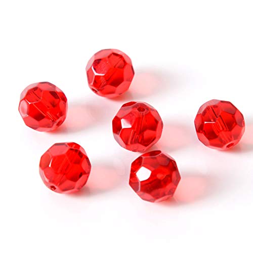FAMLEAF Glasperlen, 10 mm, 70 Stück, runde Glasperlen, facettierte Glaskristall-Perlen, Glasperlen für Schmuckherstellung (rot) von Famleaf