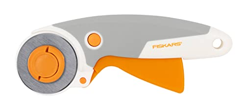Fiskars Titan-Rollschneider, Rollmesser mit Auslöser, Rechts- und Linkshändig, Klingen-Durchmesser: 45 mm, Orange/Weiß/Grau, 1066041 von Fiskars