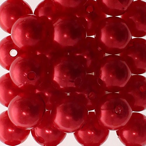 Floral-Direkt Kunstperlen Perlen 300g Wachsperle Kunststoffperlen mit 2mm Loch Großpack, Farbe:rot, Größe:10mm von Floral-Direkt