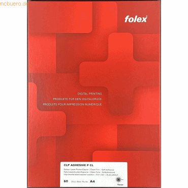 Folex Farblaserfolie CLP A4 50my klar transparent selbstklebend VE=50 von Folex
