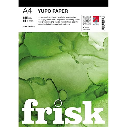 Frisk Yupo Papierblock, schwer, 155 g/m², 15 Blatt, A4, Weiß von Frisk