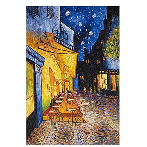 GEMMII Gerahmte berühmte Van-Gogh-Café-Terrasse bei Nacht Gerahmte Wandkunst Bilder Leinwand, Ölgemälde-Reproduktionen auf Leinwand, Wandkunstbild, 70 x 100 cm von GEMMII