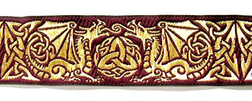 10m Keltische Borte Webband 50mm breit Farbe: Bordeaux-Gold 50027-bogo von Generic