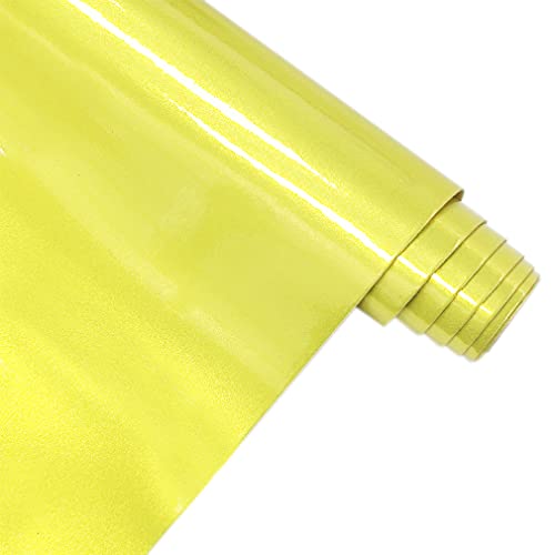 30 x 135 cm glänzende Perlglanz-Kunstlederrolle, synthetisches PU-Leder zum Nähen Handwerk DIY Home Polsterstoff (Gelb) von Generic