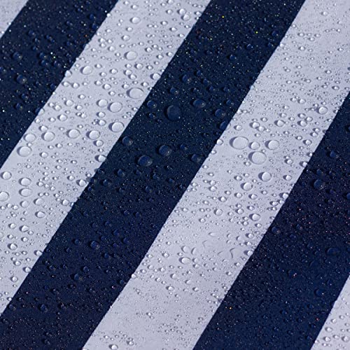AQUA DENVER Wasserdichter Polyester Stoff Reißfest für Vordächer, Zelte, Outdoorbekleidung, Garten Meterware Farbpalette (Weiß-dunkelblaue Streifen) von Generic