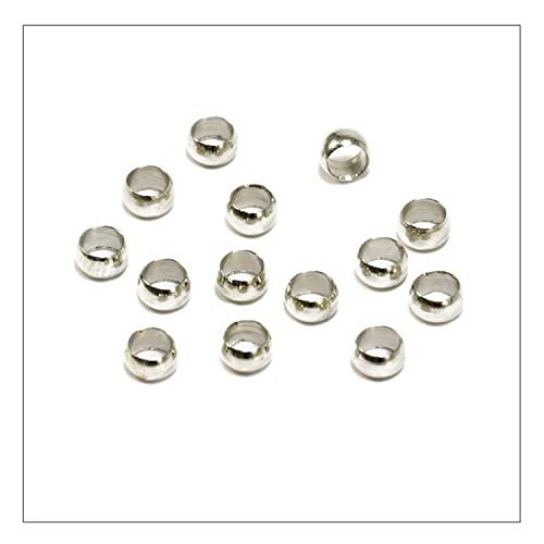 INWARIA - Quetschperlen Silberfarben 500 Perlen | Ø2,0mm Quetschröhrchen | Metallperlen zur DIY Schmuckherstellung von Generic