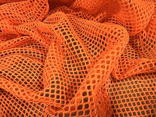 Netzstoff mit Ösen aus Jersey, Meterware – einfarbig – fluoreszierendes Orange von Generic