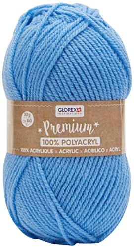 Glorex 5 1001 07 - Premium Wolle aus 100 % Acryl, leicht zu verarbeiten, vielseitig einsetzbar, wärmend, weich, nicht kratzend, 50 g, ca. 140 m, blau von Glorex