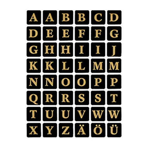 Buchstaben 13x13 mm A-Z Folie schwarz gold geprägt 2 Bl. von HERMA