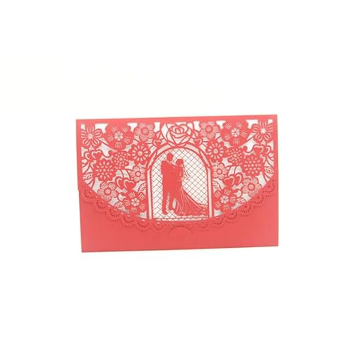 HKYBCF Hochzeitseinladungen Karte Hochzeitseinladungskarte, Muschel, lasergeschnitten, hohl, Valentinstag-Grußkarte, Urlaub, Party, Hochzeit, Dekoration (Color : Red, Size : 20PCS) von HKYBCF