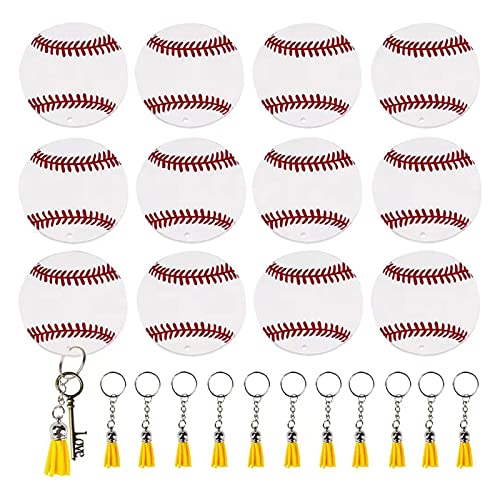 HNsdsvcd Acryl-Schlüsselanhänger-Set mit runden Acryl-Baseball-Blanko-Quasten für Schlüssel für Sport-Party-Dekoration, Supp, Acryl-Baseball-Schlüsselanhänger, Rohlinge von HNsdsvcd