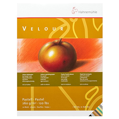 Hahnemühle Pastellpapier Velour, 36 x 48cm, 10 Farben, samt, 260g/m², 10 Blatt von Hahnemühle