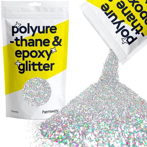 Hemway | Polyurethan und Epoxid-Glitter - CHUNKY - 1/40" 0,025" 0,6mm - Silber Holographic / 100 g von Hemway