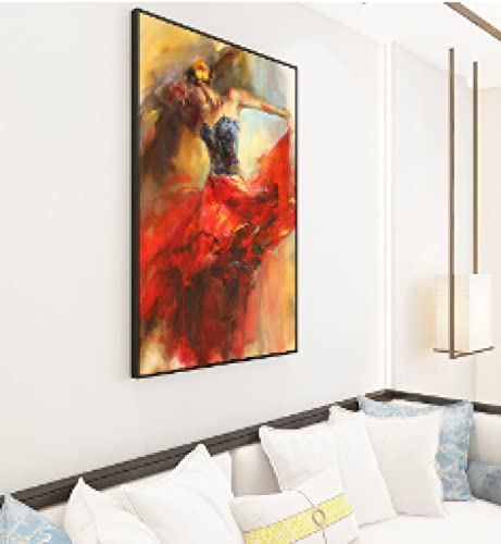 Moderne Wanddekoration Spanische Flamenco Schönheit Tänzerin Kunst Ölgemälde Druck Vintage Figur Leinwand Poster Wandkunst Bild 70x105cm rahmenlos von HengYun ART