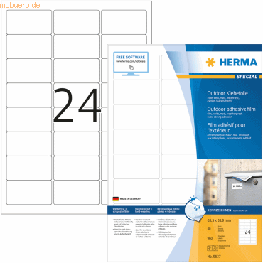Herma Etiketten Outdoor-Klebefolie 63,5x33,9 mm weiß extrem stark haft von Herma