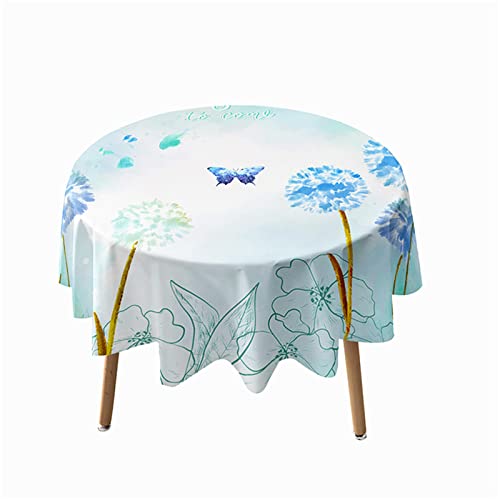 Himlaya Tischdecken Rund, 3D Löwenzahn Drucken Tischdecke Wasserdicht Abwaschbar Abwischbar Tischtuch für Küche Garten Outdoor, Verschiedene Größen (Blaue Blütenblätter,Durchmesser 150cm) von Himlaya