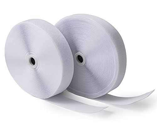 IPEA Klettband (nicht klebend) zum Nähen – 25 Meter x 50 mm – extra stark, 5 cm breit, für Heimdekoration, Kleidung zum Nähen – Kordel Haken und Ring – Farbe Weiß von IPEA